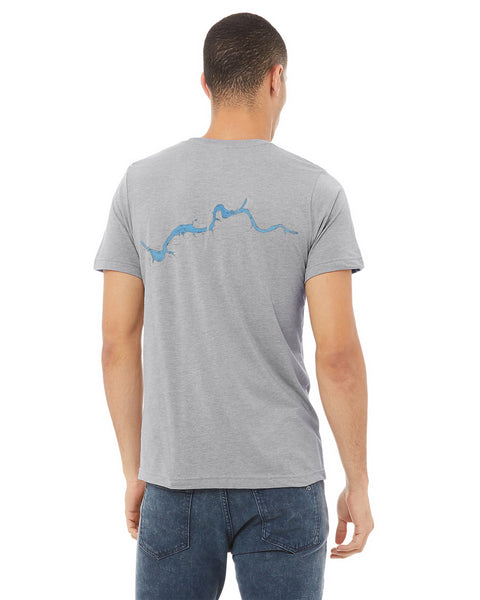 Mens Cascade Thornapple River Association Short Sleeve T-Shirt-Traditional Left Chest Logo w/River Map Back