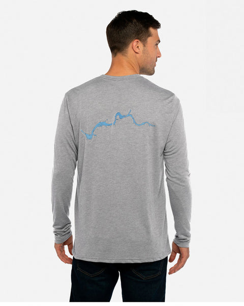 Unisex Cascade Thornapple River Association Long Sleeve T-Shirt-CTRA Left Chest Logo w/River Map Back