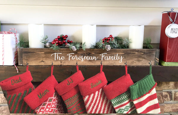 Large family stocking holder, Personalized, mantle box, Christmas decor, Large family, 9 hooks, 10 hooks