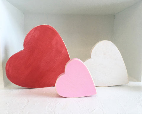 Valentine's day decor, wooden hearts, set of 3, Valentine's day, rustic decor, holiday, seasonal, wood, tiered tray decor, shelf sitter