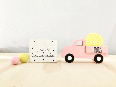 Lemon tiered tray, Summer decor, Lemon truck, Pink lemonade decor, Pink lemonade sign, Tiered tray decor, Summer tiered tray, Kitchen decor