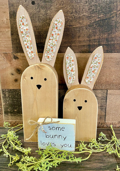 Wood bunny, Easter decor, Baby shower gift, Tiered tray, Easter basket, Baby keepsake, Nursery shelf sitters