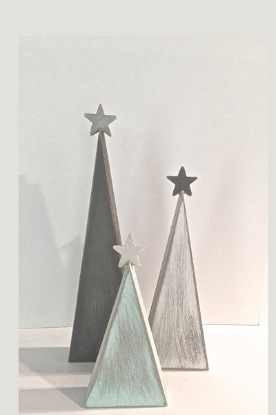 Rustic Christmas, wood Christmas trees, tree shelf sitters, primitive trees, Christmas decor, gray and aqua, modern decor, aqua tree,